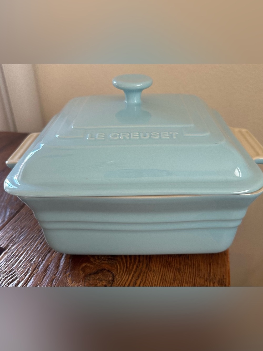 Le Creuset Stoneware Square Casserole Dish with Lid in Sky Blue